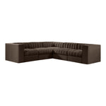 Rummi Velvet Performance Fabric Upholstered 5pc. Modular Sectional in Brown