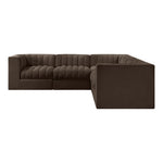 Rummi Velvet Performance Fabric Upholstered 5pc. Modular Sectional in Brown