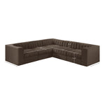 Rummi Velvet Performance Fabric Upholstered 5pc. Modular Sectional in Brown