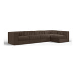 Rummi Velvet Performance Fabric Upholstered 5pc. Modular Sectional in Brown