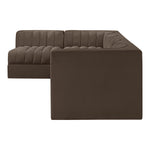 Rummi Velvet Performance Fabric Upholstered 5pc. Modular Sectional in Brown