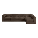 Rummi Velvet Performance Fabric Upholstered 5pc. Modular Sectional in Brown