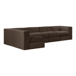 Rummi Velvet Performance Fabric Upholstered 5pc. Modular Sectional in Brown