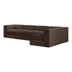 Rummi Velvet Performance Fabric Upholstered 5pc. Modular Sectional in Brown