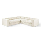 Rummi Velvet Performance Fabric Upholstered 5pc. Modular Sectional in Cream