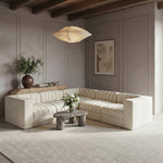Rummi Velvet Performance Fabric Upholstered 5pc. Modular Sectional in Cream