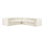 Rummi Velvet Performance Fabric Upholstered 5pc. Modular Sectional in Cream