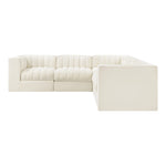 Rummi Velvet Performance Fabric Upholstered 5pc. Modular Sectional in Cream