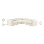 Rummi Velvet Performance Fabric Upholstered 5pc. Modular Sectional in Cream