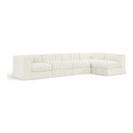 Rummi Velvet Performance Fabric Upholstered 5pc. Modular Sectional in Cream