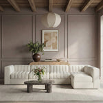 Rummi Velvet Performance Fabric Upholstered 5pc. Modular Sectional in Cream