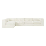 Rummi Velvet Performance Fabric Upholstered 5pc. Modular Sectional in Cream