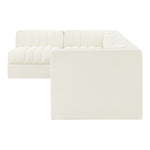Rummi Velvet Performance Fabric Upholstered 5pc. Modular Sectional in Cream