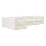 Rummi Velvet Performance Fabric Upholstered 5pc. Modular Sectional in Cream