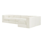 Rummi Velvet Performance Fabric Upholstered 5pc. Modular Sectional in Cream