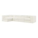 Rummi Velvet Performance Fabric Upholstered 5pc. Modular Sectional in Cream