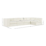 Rummi Velvet Performance Fabric Upholstered 5pc. Modular Sectional in Cream