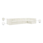Rummi Velvet Performance Fabric Upholstered 5pc. Modular Sectional in Cream