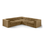 Rummi Velvet Performance Fabric Upholstered 5pc. Modular Sectional in Saddle