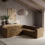 Rummi Velvet Performance Fabric Upholstered 5pc. Modular Sectional in Saddle