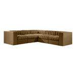 Rummi Velvet Performance Fabric Upholstered 5pc. Modular Sectional in Saddle