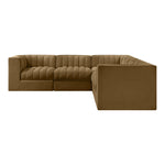 Rummi Velvet Performance Fabric Upholstered 5pc. Modular Sectional in Saddle
