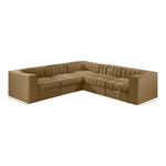 Rummi Velvet Performance Fabric Upholstered 5pc. Modular Sectional in Saddle