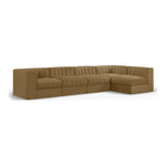 Rummi Velvet Performance Fabric Upholstered 5pc. Modular Sectional in Saddle