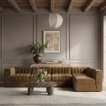 Rummi Velvet Performance Fabric Upholstered 5pc. Modular Sectional in Saddle