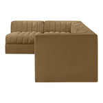 Rummi Velvet Performance Fabric Upholstered 5pc. Modular Sectional in Saddle