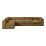 Rummi Velvet Performance Fabric Upholstered 5pc. Modular Sectional in Saddle