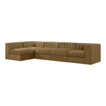 Rummi Velvet Performance Fabric Upholstered 5pc. Modular Sectional in Saddle