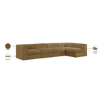 Rummi Velvet Performance Fabric Upholstered 5pc. Modular Sectional in Saddle
