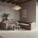Rummi Velvet Performance Fabric Upholstered 5pc. Modular Sectional in Taupe