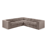Rummi Velvet Performance Fabric Upholstered 5pc. Modular Sectional in Taupe