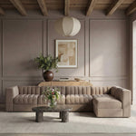 Rummi Velvet Performance Fabric Upholstered 5pc. Modular Sectional in Taupe