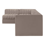 Rummi Velvet Performance Fabric Upholstered 5pc. Modular Sectional in Taupe