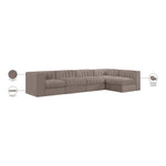 Rummi Velvet Performance Fabric Upholstered 5pc. Modular Sectional in Taupe