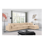 Comfy 158" Velvet Upholstered 5pc. Modular Sectional in Beige