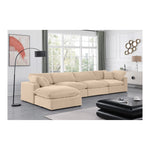 Comfy 158" Velvet Upholstered 5pc. Modular Sectional in Beige