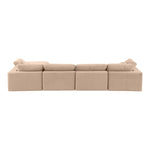 Comfy 158" Velvet Upholstered 5pc. Modular Sectional in Beige