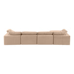 Comfy 158" Velvet Upholstered 5pc. Modular Sectional in Beige