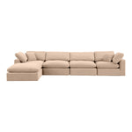 Comfy 158" Velvet Upholstered 5pc. Modular Sectional in Beige
