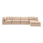 Comfy 158" Velvet Upholstered 5pc. Modular Sectional in Beige