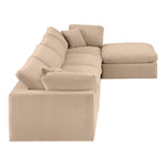 Comfy 158" Velvet Upholstered 5pc. Modular Sectional in Beige