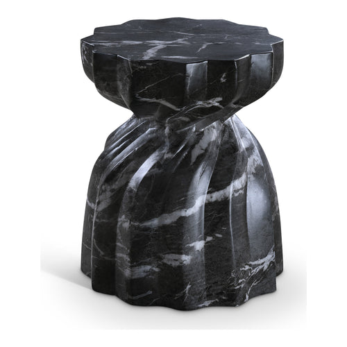 Caserta Marble Finish Concrete Indoor / Outdoor End Table in Black