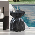 Caserta Marble Finish Concrete Indoor / Outdoor End Table in Black