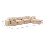 Comfy 158" Velvet Upholstered 5pc. Modular Sectional in Beige