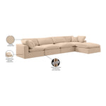 Comfy 158" Velvet Upholstered 5pc. Modular Sectional in Beige