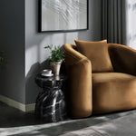 Caserta Marble Finish Concrete Indoor / Outdoor End Table in Black